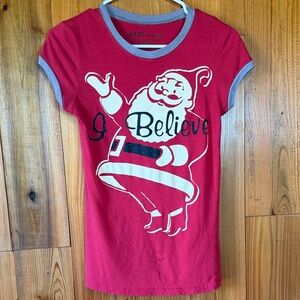 Old Navy Red Santa 'I Believe' Tee